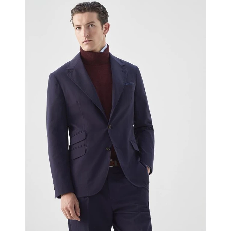 Men's Navy Cotton Wool Blend Blazer