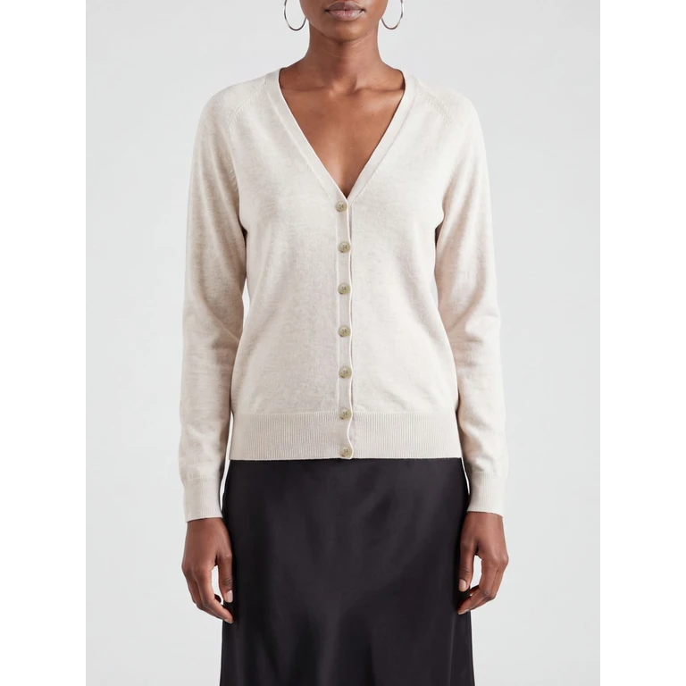 Relaxed Fit Pure Cashmere V-Neck Cardigan (2026459OY)