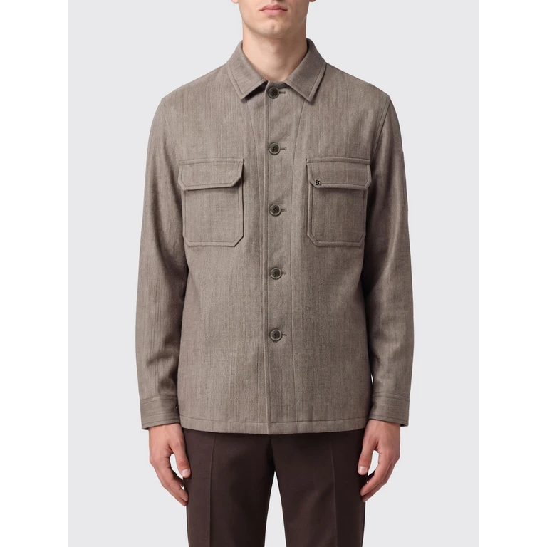 Virgin Wool Shirt Jacket with Flap Patch Pockets (GCALVIN060107M3018)