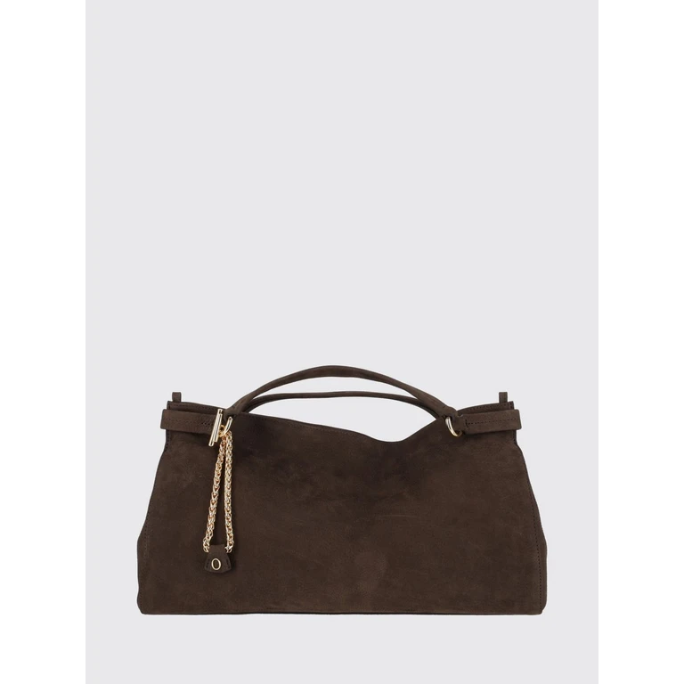 Virgo Handbag in Nubuck Leather with Double Handle and Logo Charm (B02253NABTMO)