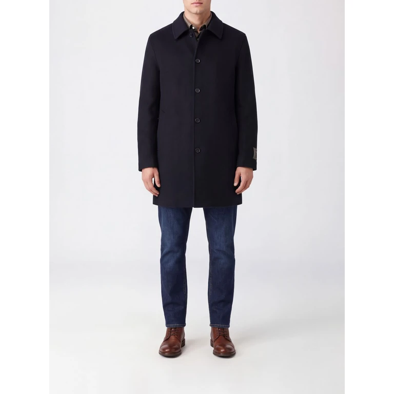 Single-Breasted Knee-Length Wool Coat with Slit Pockets (6SMP04SMP01820)