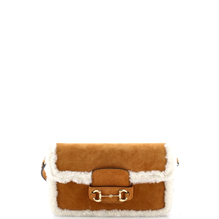 Horsebit 1955 Shoulder Bag Suede with Shearling Mini