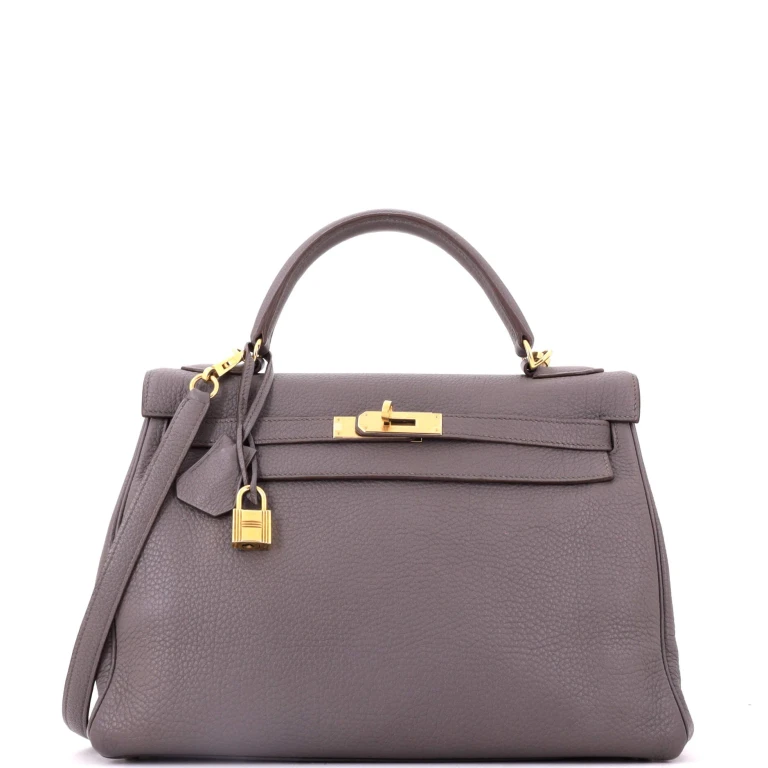 Kelly Handbag Etain Togo with Gold Hardware 32