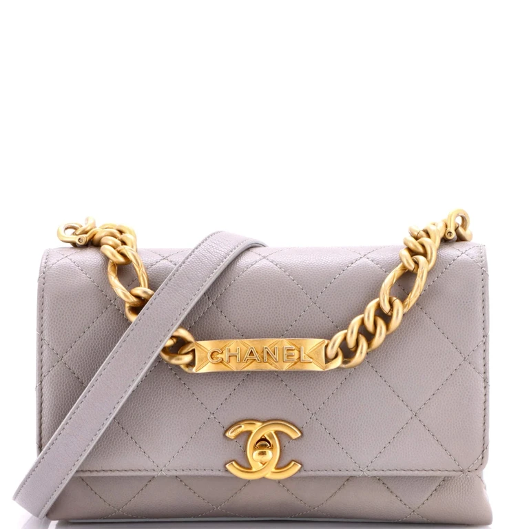 Bracelet On Chain Flap Bag Quilted Caviar Mini