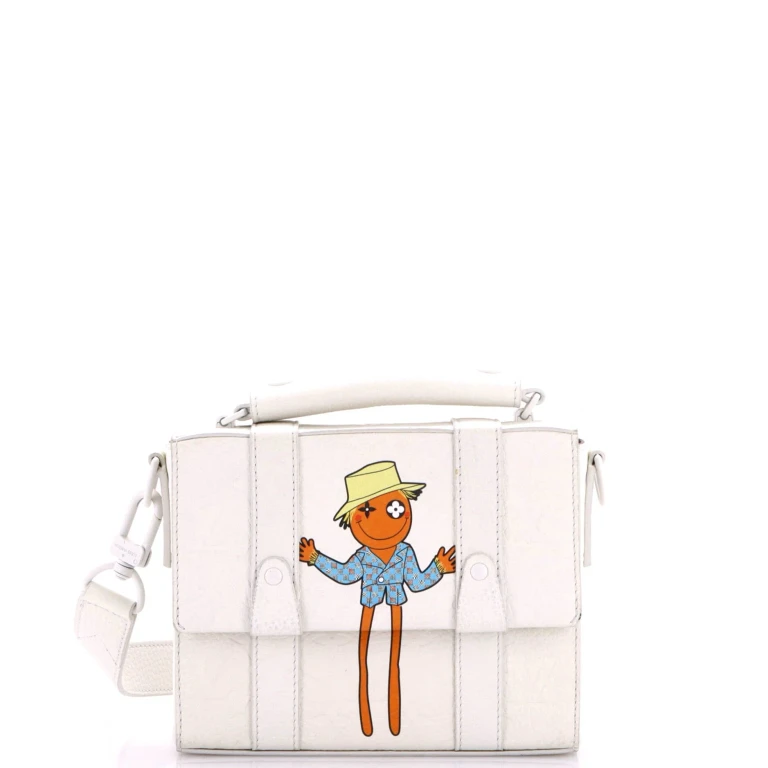 Flap Soft Trunk Messenger Bag LV Friends Printed Monogram Taurillon Leather