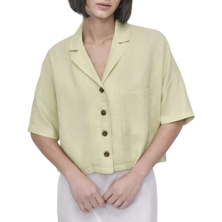 Convertible Collar Linen Shirt