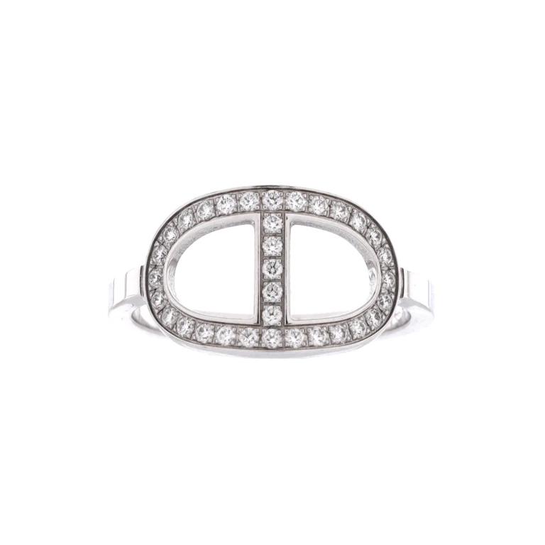 Chaine d'Ancre Contour Ring 18K White Gold and Diamonds Medium