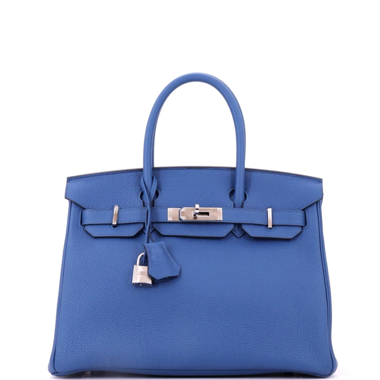 Birkin Handbag Bleu France Togo with Palladium Hardware 30