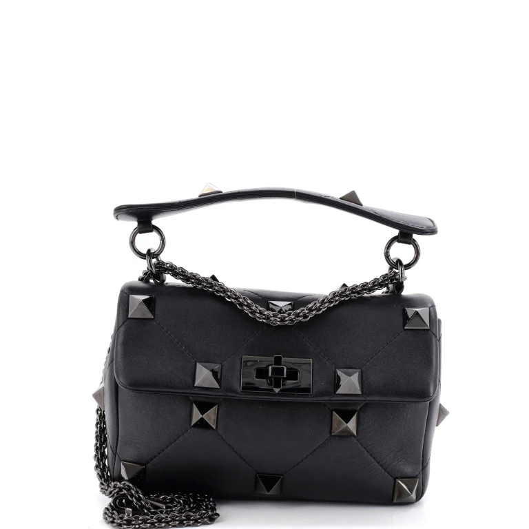 Roman Stud Flap Bag Quilted Leather Medium