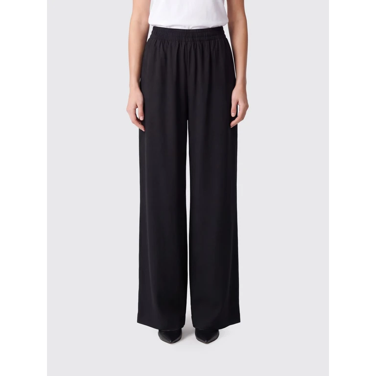 Wool Blend Palazzo Trousers with Elastic Waist and Jewel Detail (PAD226F291M378825)