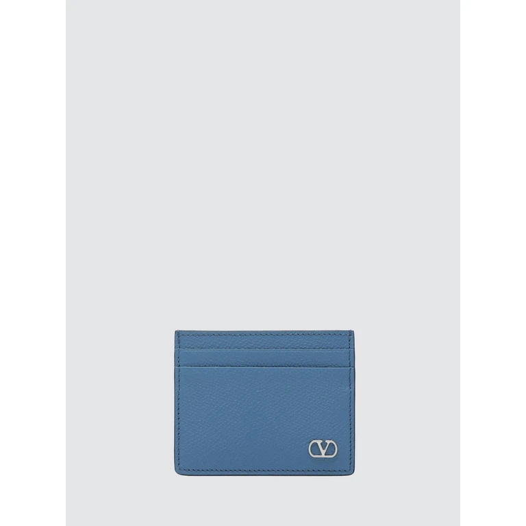 VLogo Signature Calf Leather Flat Card Holder (P0AP4UAG3DH)
