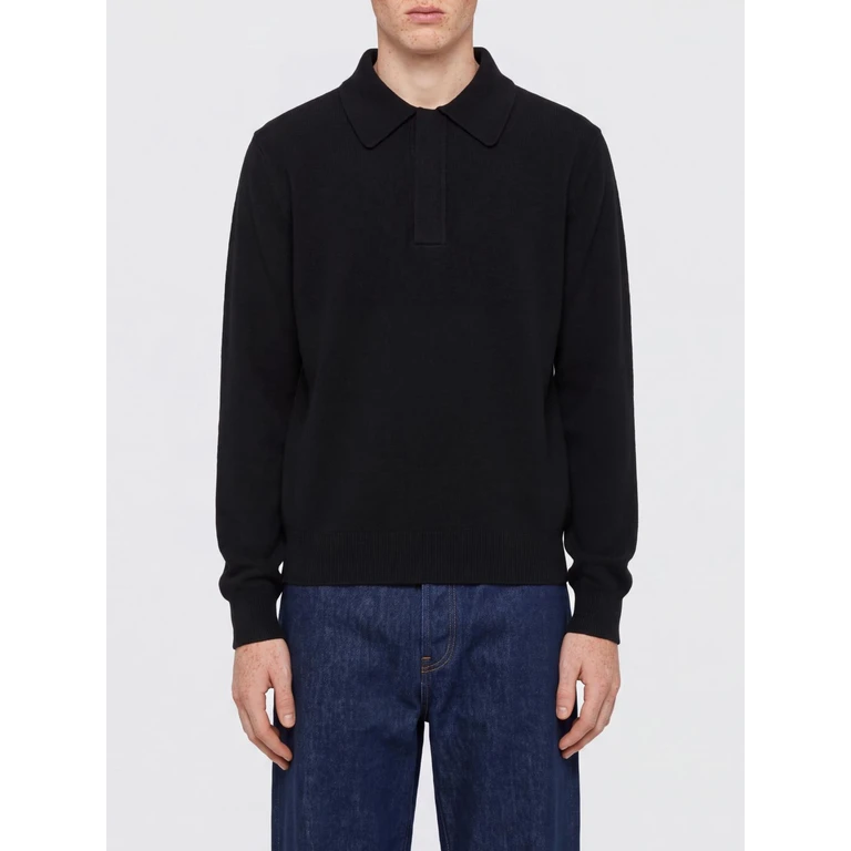 Long-Sleeved Knit Wool Polo with Concealed Placket (J61GL0003J14823001)