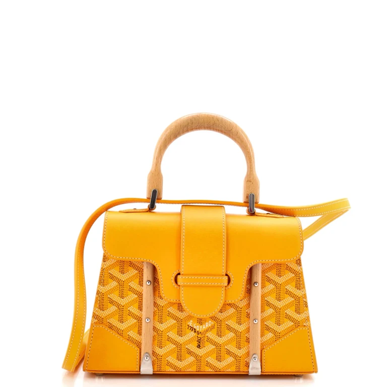 Structured Saigon Top Handle Bag Coated Canvas with Leather Mini