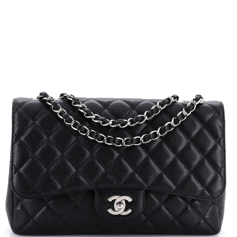 Classic Single Flap Bag Quilted Caviar Jumbo