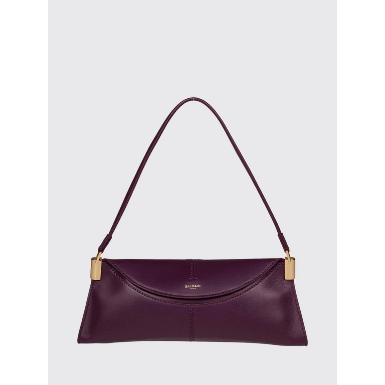 BALMAIN 64-83 Smooth Calfskin Leather Shoulder Bag with Flap Closure (HN0AE095LMRK5DM)