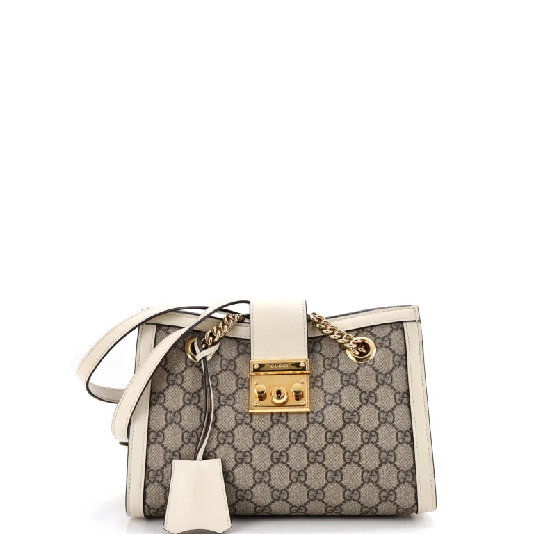 Padlock Chain Tote GG Coated Canvas with Leather Small