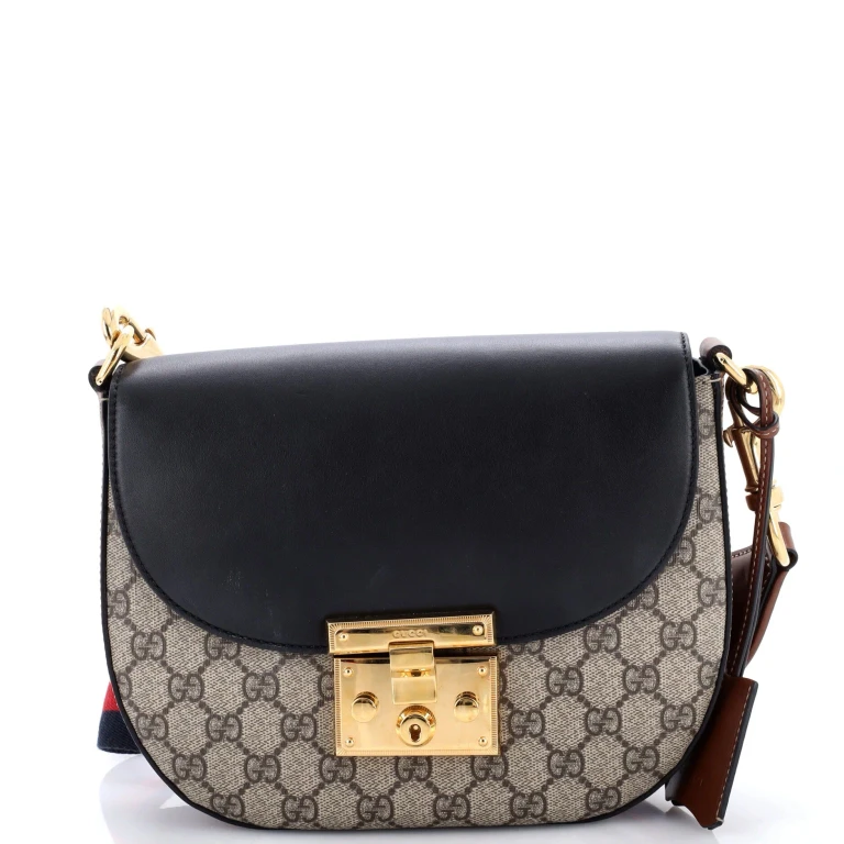 Padlock Saddle Shoulder Bag GG Coated Canvas and Leather Medium