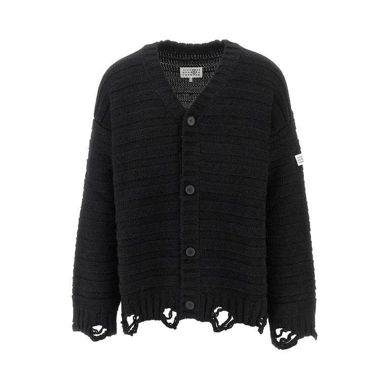 MM6 Distressed wool blend cardigan Man S