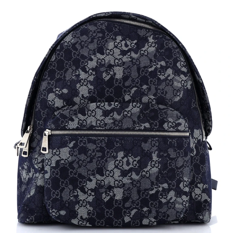 Zip Front Pocket Backpack Camouflage GG Denim