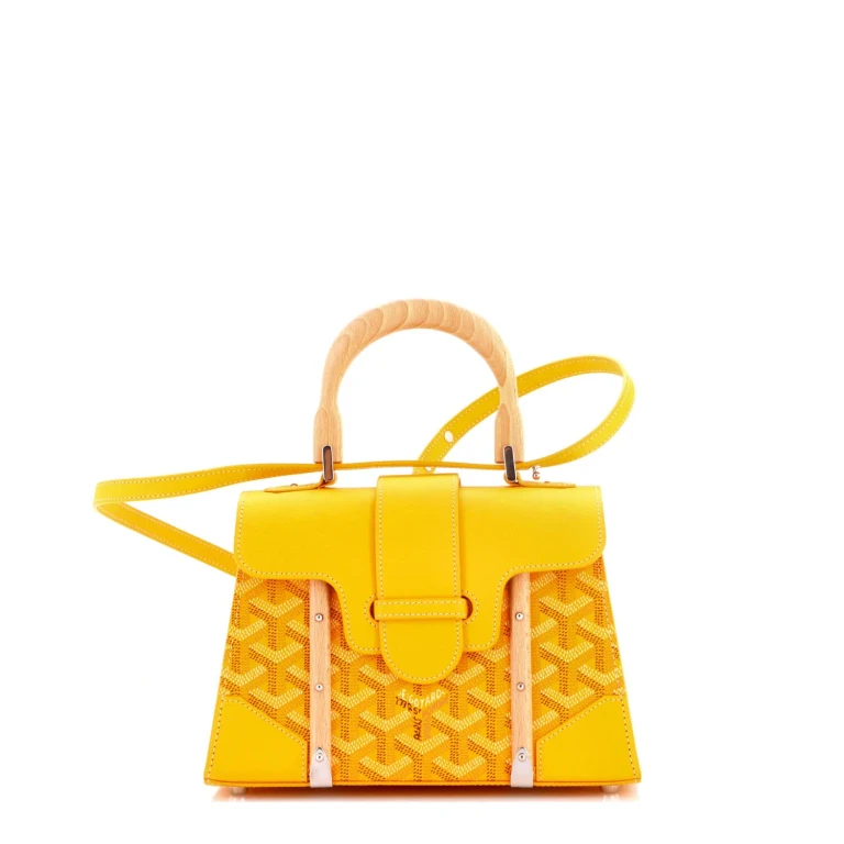 Structured Saigon Top Handle Bag Coated Canvas with Leather Mini