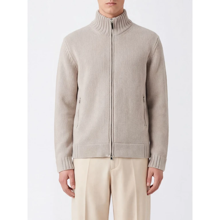 High-Neck Zip-Up Cardigan in Pure Merino Wool (42100902012)