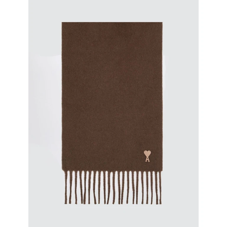 Rectangular Pure Wool Scarf with Logo and Fringed Hem (USF698AW00592221)