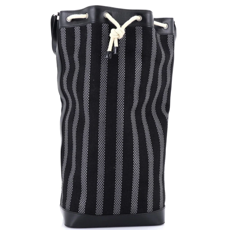 Sport Bucket Bag Striped Canvas and Leather