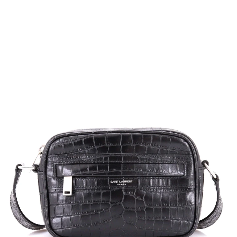 Camp Camera Bag Crocodile Embossed Leather Mini