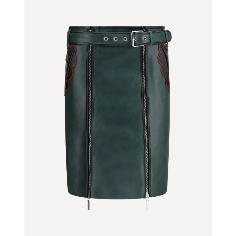 Leather Skirt with belt and pockets Female 40