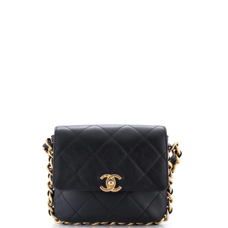 Framing Chain Flap Bag Quilted Calfskin Small