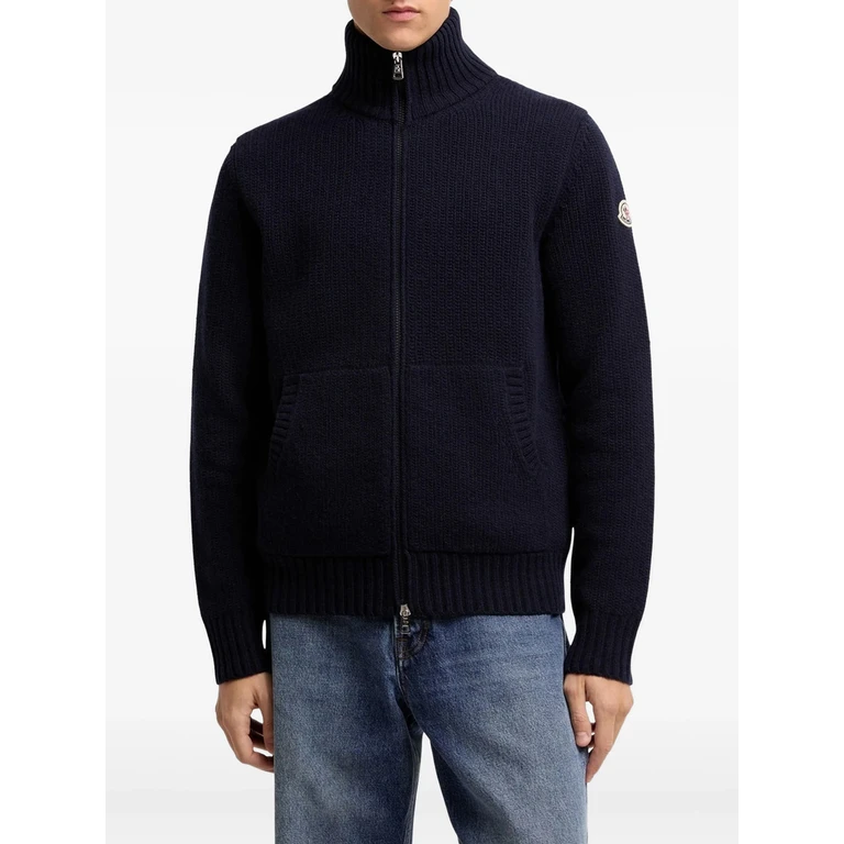 Logo-patch Zip-up Cardigan