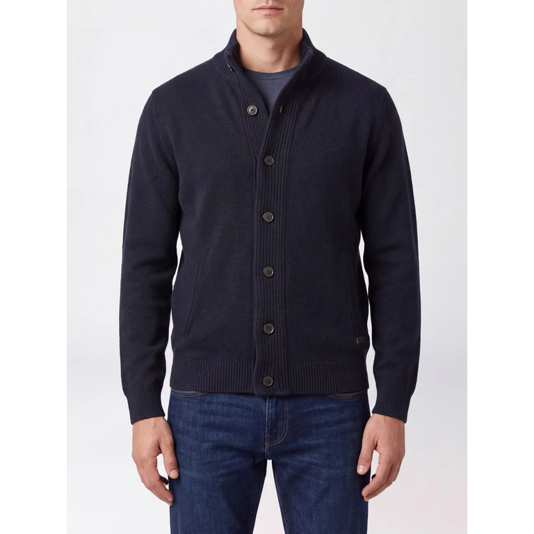 High-Neck Pure Wool Cardigan with Button Closure (MKN0731NY91)