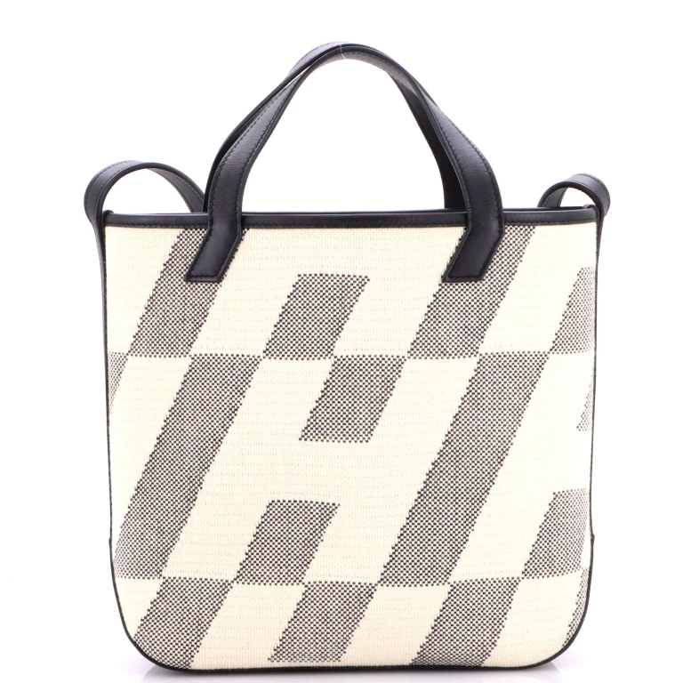 Cabas H en Biais Tote Canvas with Leather 27