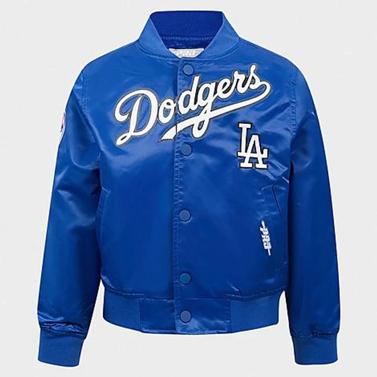 Pro Standard Little Kids Los Angeles Dodgers MLB Classic Satin Jacket in Dodger Blue Size: 4