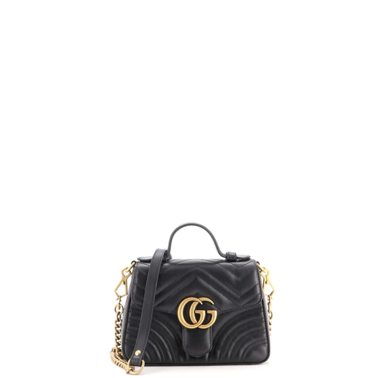 GG Marmont Top Handle Flap Bag Matelasse Leather Mini