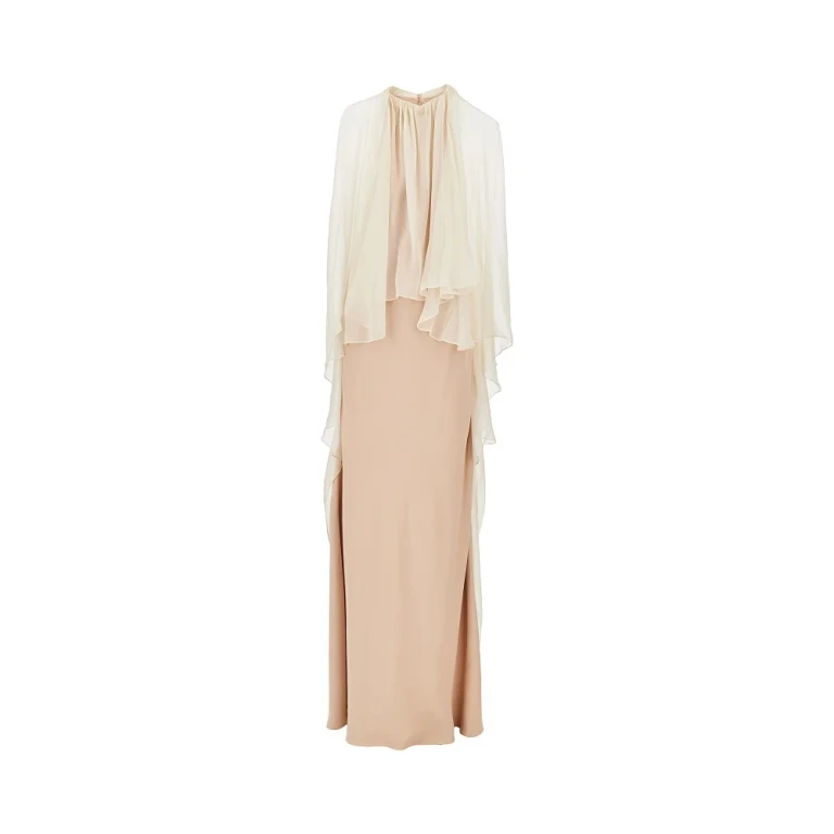 Enver Satin long dress with chiffon cape Woman 40