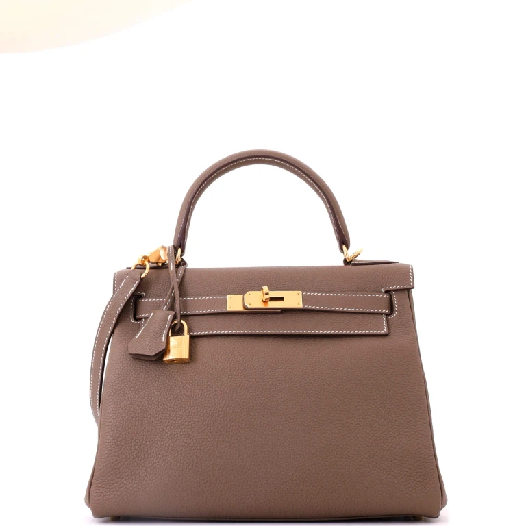 Kelly Handbag Etoupe Togo with Gold Hardware 28