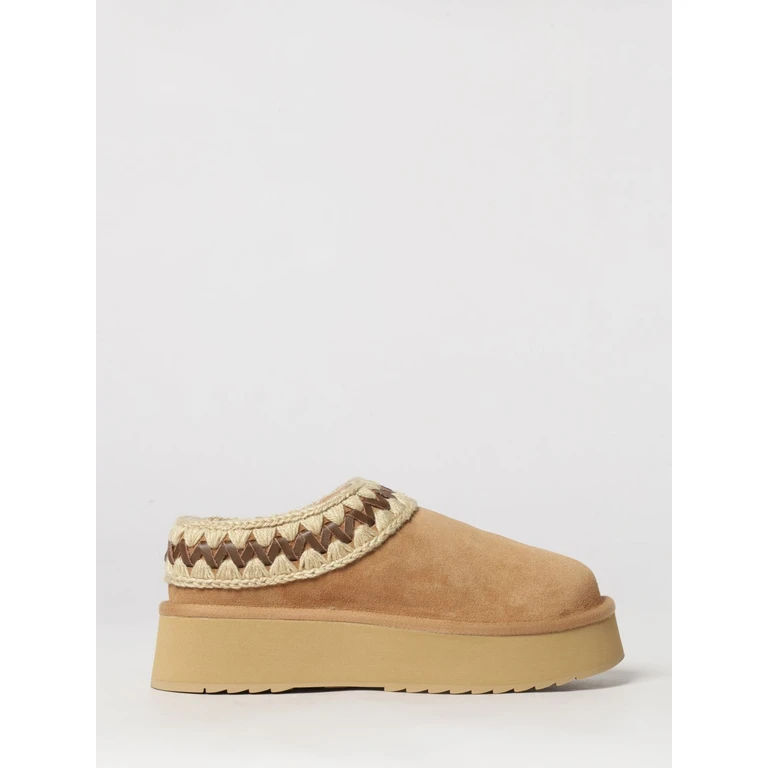Suede Platform Mules with Contrast Stitching and Wool-Lined Interior (681009ASAV)