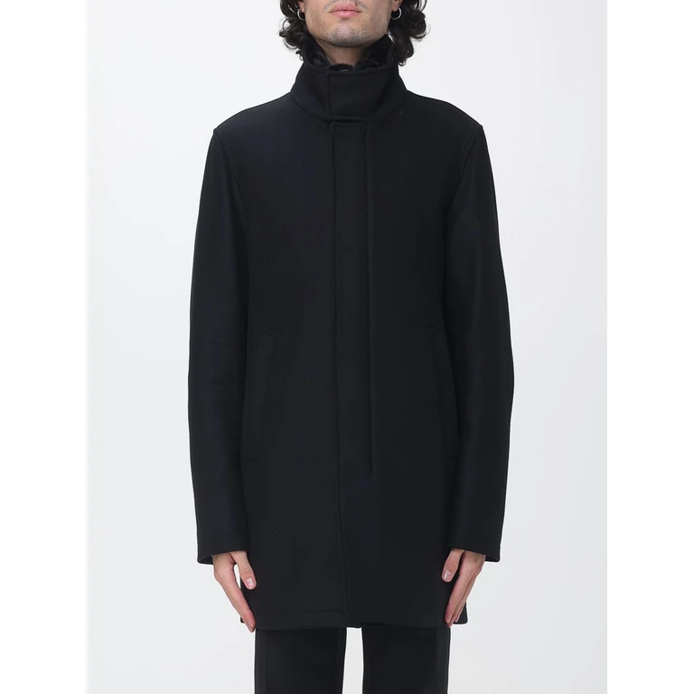 Single-Breasted Virgin Wool Coat with High Neck and Concealed Closure (CA000214U33344845)