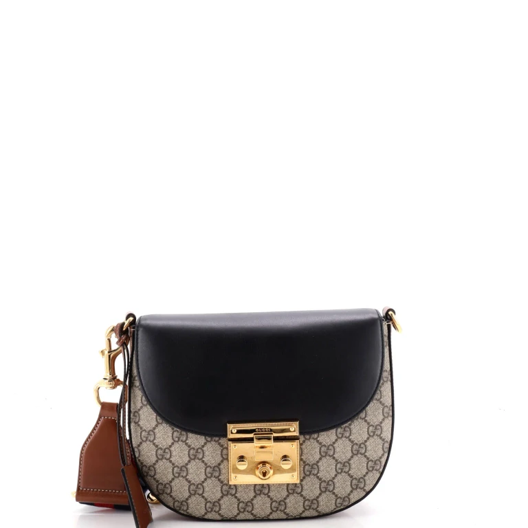 Padlock Saddle Shoulder Bag GG Coated Canvas and Leather Medium