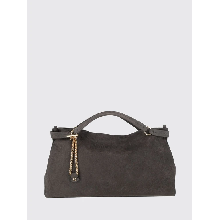 Virgo Handbag in Nubuck Leather with Double Handle and Logo Charm (B02253NABCRB)