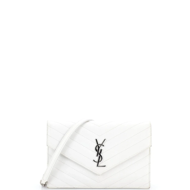 Classic Monogram Wallet on Chain Matelasse Chevron Leather Small