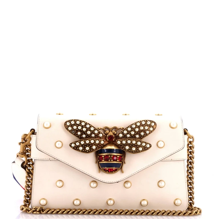 Broadway Pearly Bee Shoulder Bag Embellished Leather Mini