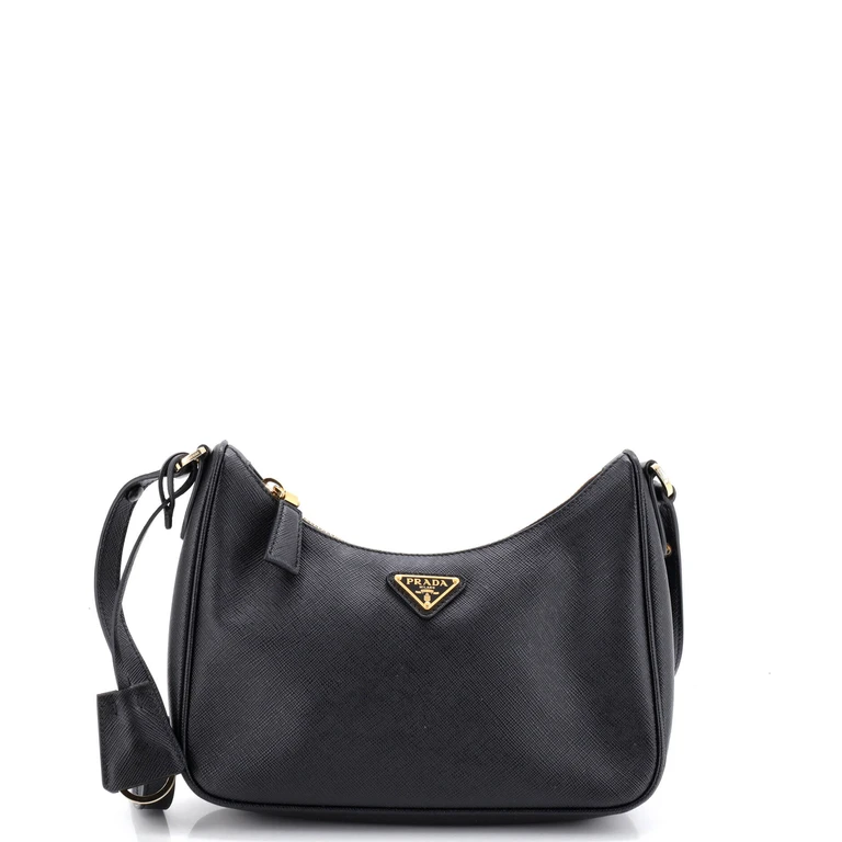 Adjustable Handle Zip Hobo Saffiano Leather Mini