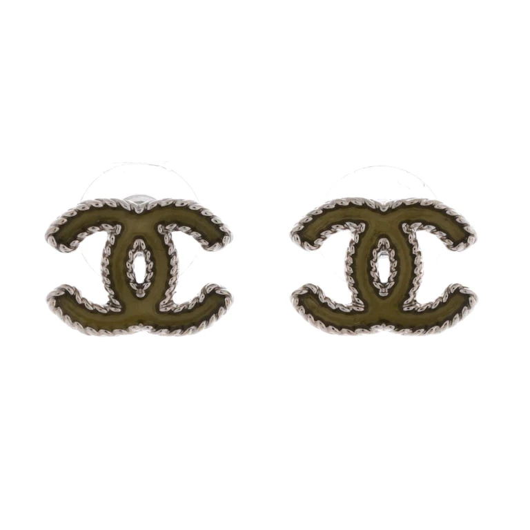 CC Stud Earrings Metal with Enamel