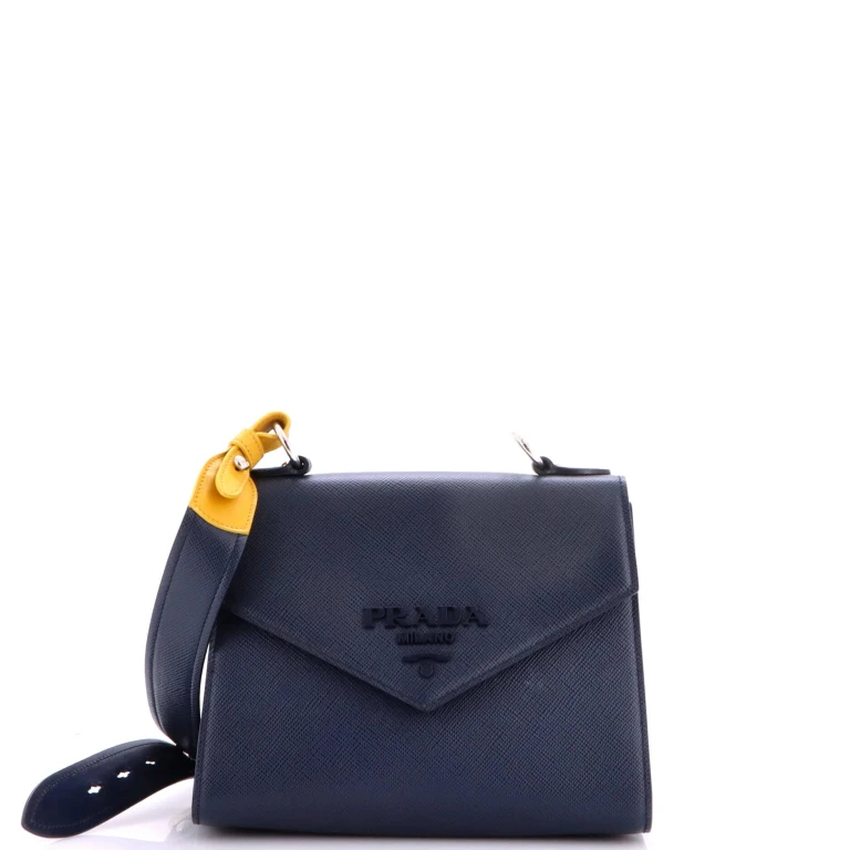 Monochrome Shoulder Bag Saffiano Leather Medium
