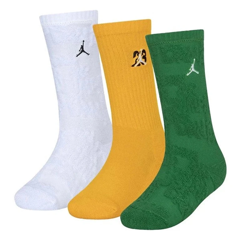 Youth Fuel Up Cool Down 3 Pack Crew Cushioned Socks Green Cheddar Light Blue