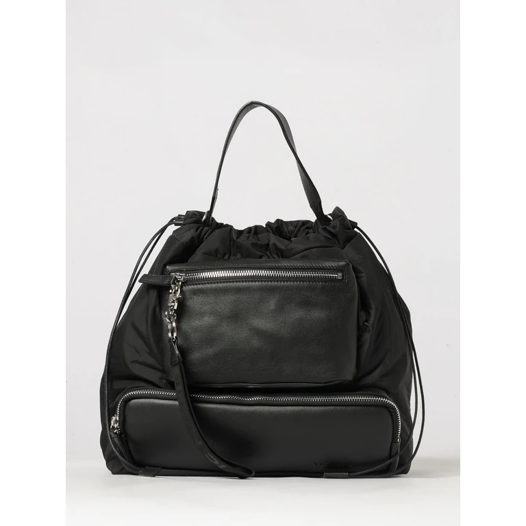 Nylon and Leather Bucket Bag with Drawstring Closure (1K0426TTEMFU7SAUVAGE101)