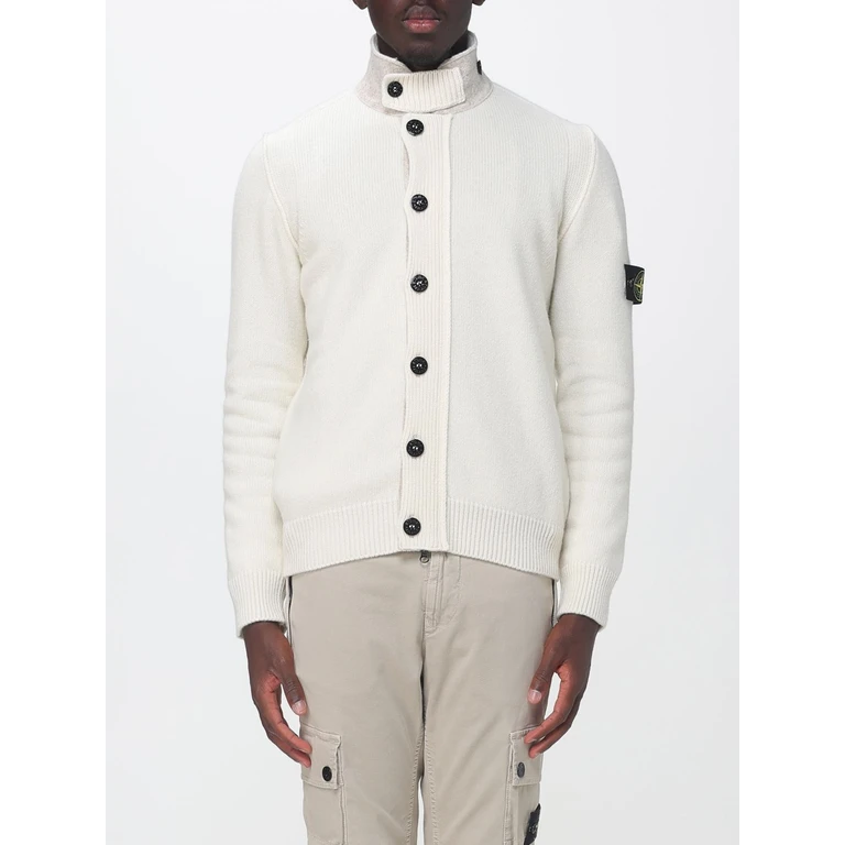 Cardigan col montant Stone Island en mélange de laine vierge avec patch logo