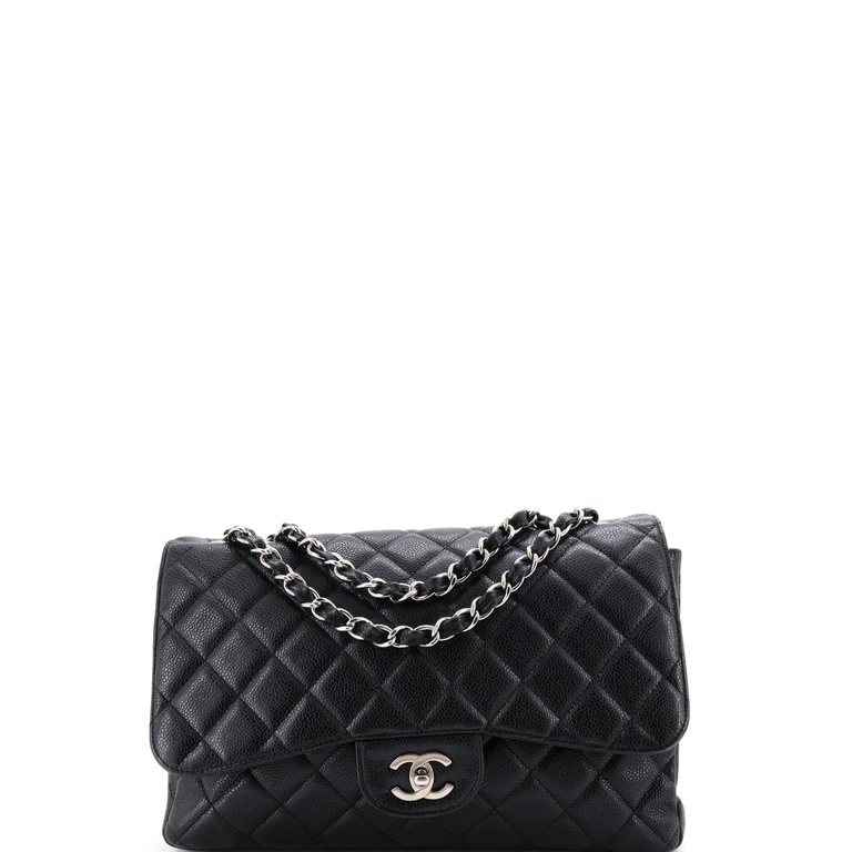Vintage Classic Single Flap Bag Quilted Caviar Jumbo